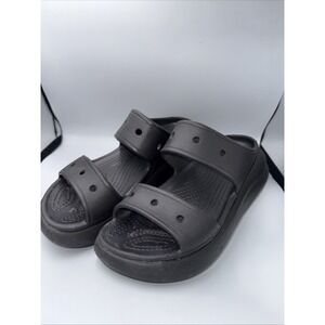 Black Iconic Crocs Unisex M/4 W/6 Chunky Slide Platform Comfort